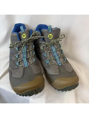 MERRELL Boys Chameleon Access MK262305 Gray Hiking Shoes Mid Top Size 6M EUC